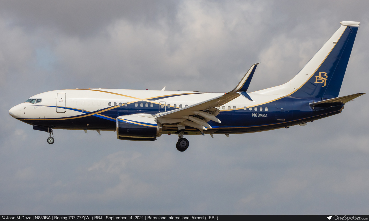 N839BA - Boeing Boeing 737-77Z(WL) BBJ, MSN 62699 | OneSpotter.com